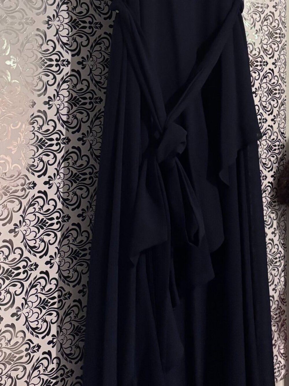 Navy Blue Sleeveless Ruffle Tie-Waist Maxi Dress - Size 12 - Picture 4 of 4